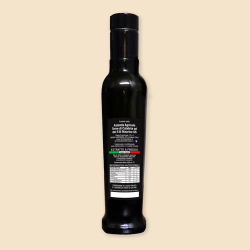 Olio extra vergine di oliva monocultivar carolea bottiglia 250ml tappo antirabbocco gasperina catanzaro calabria